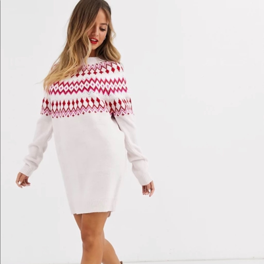 ASOS DESIGN Embellished Fairisle Sweater Dress